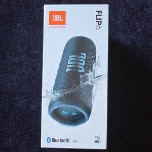 JBL Flip 6 Portable Bluetooth Speaker - Black with Blue Logo